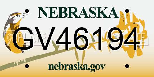 GV46194 Nebraska License Plate