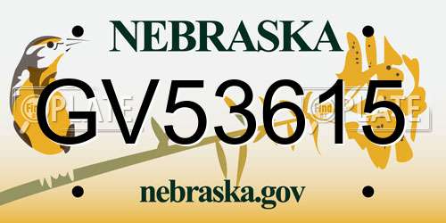 GV53615 Nebraska License Plate