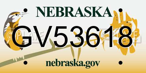 GV53618 Nebraska License Plate