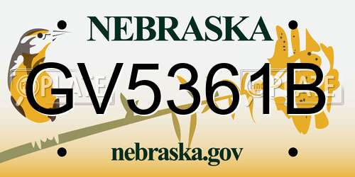 GV5361B Nebraska License Plate