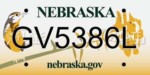 GV5386L Nebraska License Plate