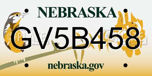 GV5B458 Nebraska License Plate