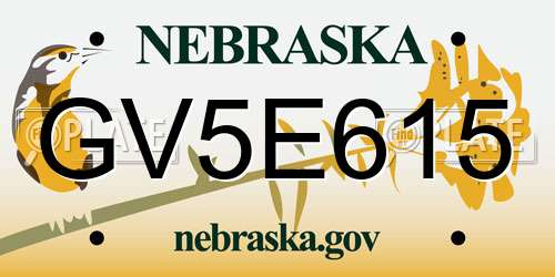 GV5E615 Nebraska License Plate