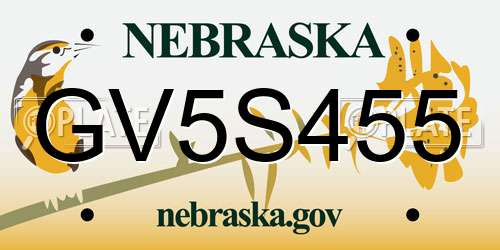 GV5S455 Nebraska License Plate