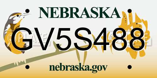 GV5S488 Nebraska License Plate