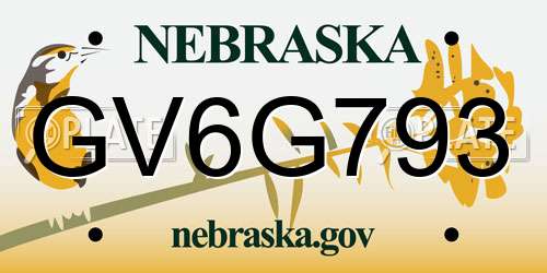 GV6G793 Nebraska License Plate