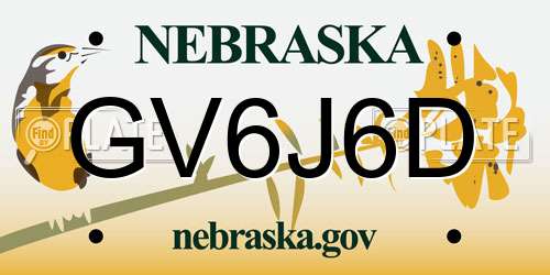 GV6J6D Nebraska License Plate