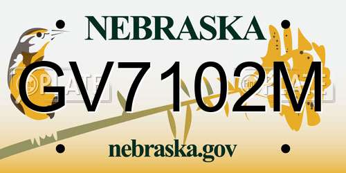 GV7102M Nebraska License Plate
