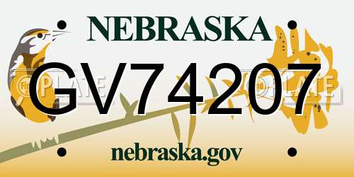 GV74207 Nebraska License Plate