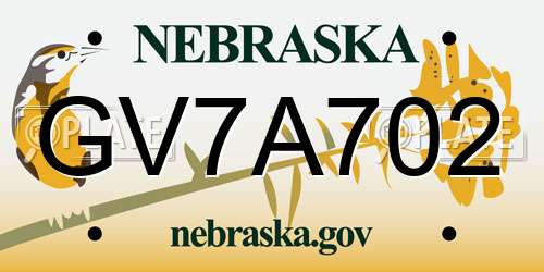 GV7A702 Nebraska License Plate