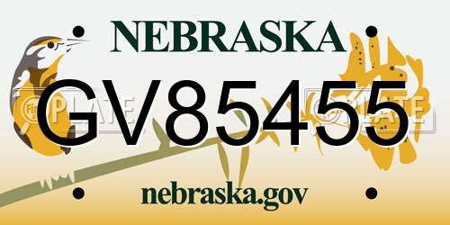 GV85455 Nebraska License Plate