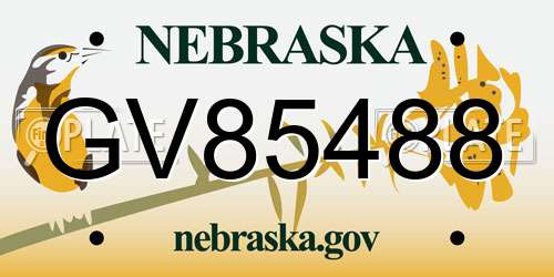 GV85488 Nebraska License Plate