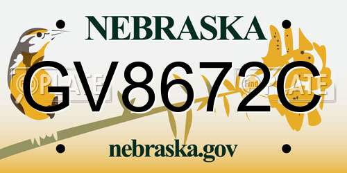 GV8672C Nebraska License Plate