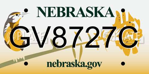 GV8727C Nebraska License Plate