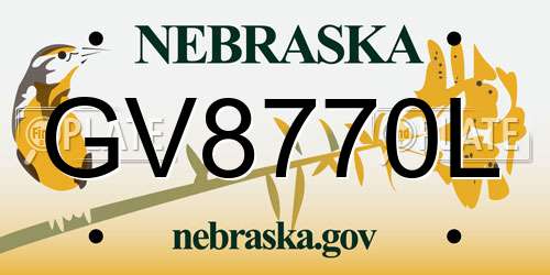 GV8770L Nebraska License Plate