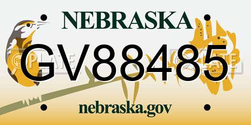 GV88485 Nebraska License Plate
