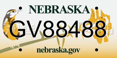 GV88488 Nebraska License Plate