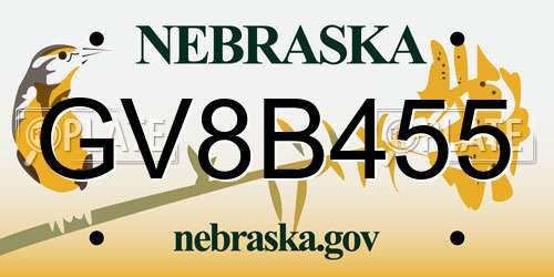 GV8B455 Nebraska License Plate