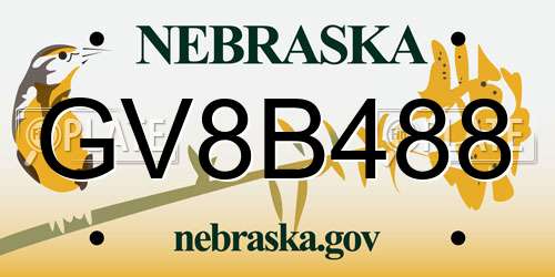 GV8B488 Nebraska License Plate