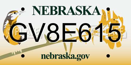 GV8E615 Nebraska License Plate