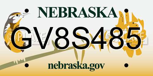 GV8S485 Nebraska License Plate