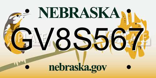 GV8S567 Nebraska License Plate