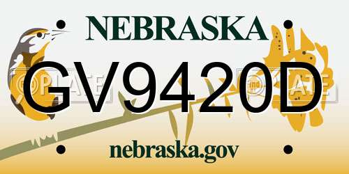 GV9420D Nebraska License Plate