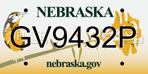 GV9432P Nebraska License Plate