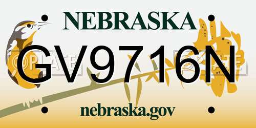 GV9716N Nebraska License Plate