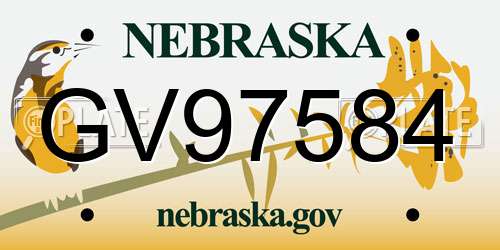 GV97584 Nebraska License Plate