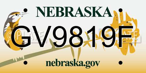 GV9819F Nebraska License Plate