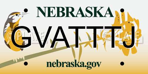 GVATTTJ Nebraska License Plate
