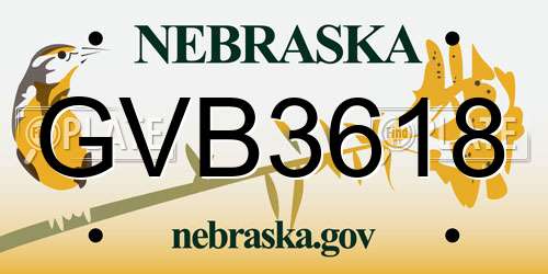 GVB3618 Nebraska License Plate