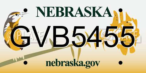 GVB5455 Nebraska License Plate