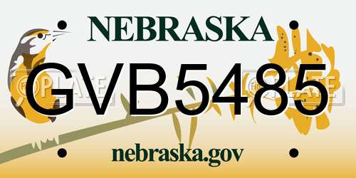 GVB5485 Nebraska License Plate