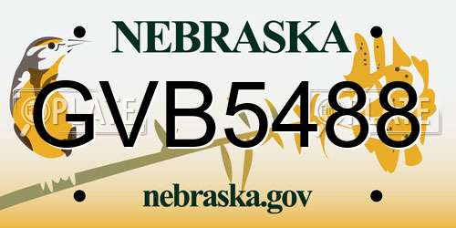 GVB5488 Nebraska License Plate