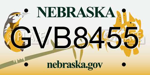 GVB8455 Nebraska License Plate