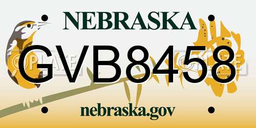 GVB8458 Nebraska License Plate