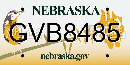 GVB8485 Nebraska License Plate