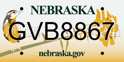 GVB8867 Nebraska License Plate