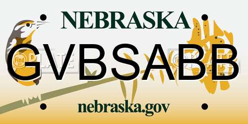 GVBSABB Nebraska License Plate