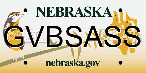 GVBSASS Nebraska License Plate
