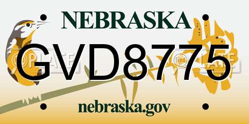 GVD8775 Nebraska License Plate