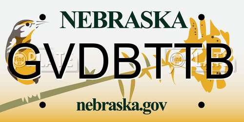 GVDBTTB Nebraska License Plate