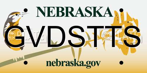 GVDSTTS Nebraska License Plate