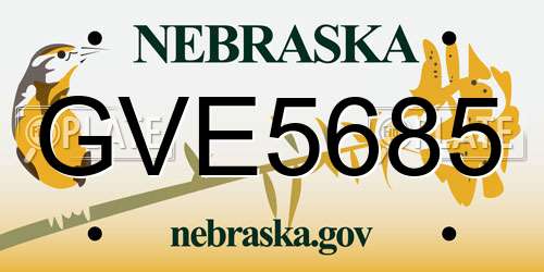 GVE5685 Nebraska License Plate