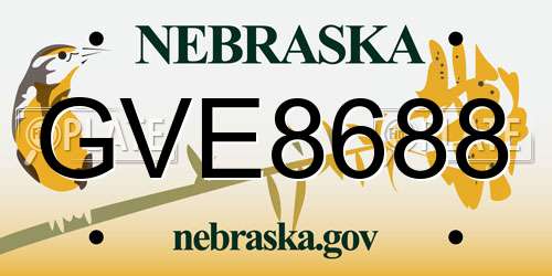 GVE8688 Nebraska License Plate
