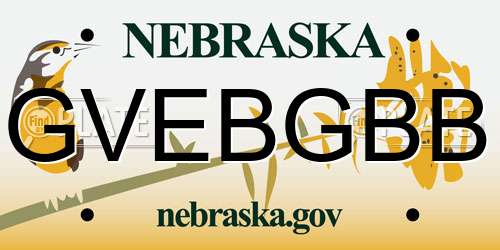GVEBGBB Nebraska License Plate