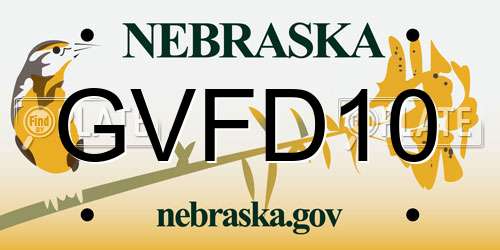 GVFD10 Nebraska License Plate