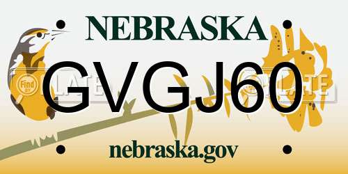 GVGJ60 Nebraska License Plate